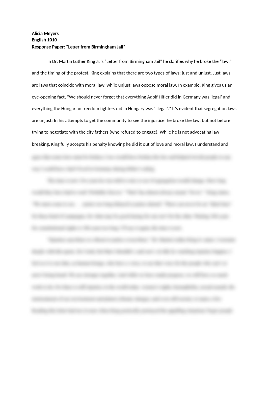 Response. Letter from Birmingham Jail.docx_d5xykc1n2pv_page1