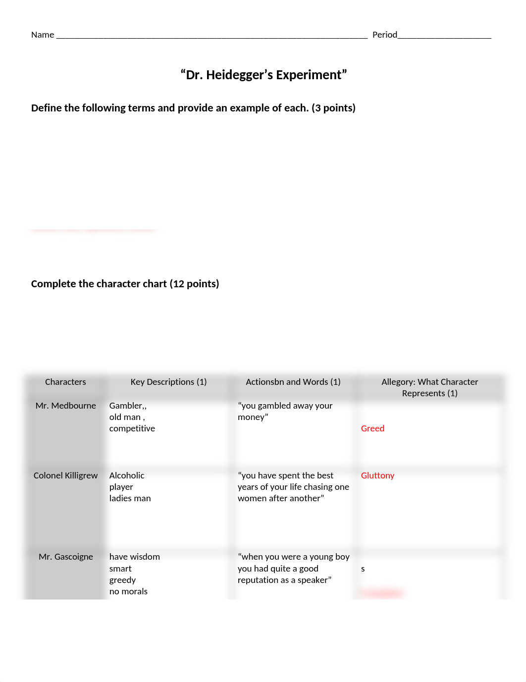 Tduardo Streeter - Dr Heidegger's EXperiment Study G - 5625043. Heidegger_study guide.docx_d5y73947foi_page1