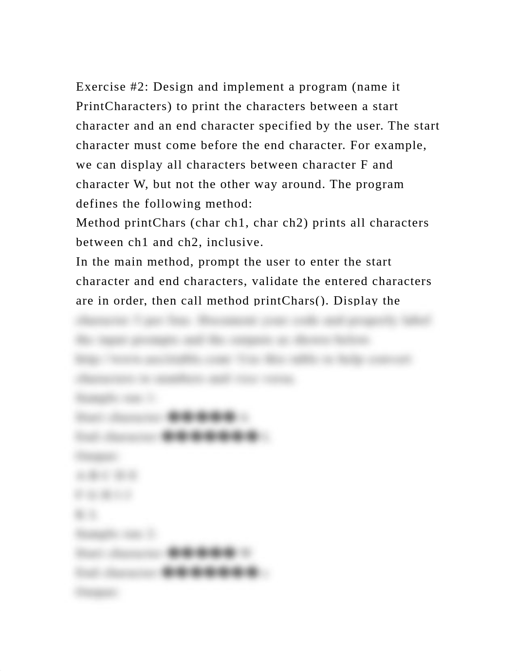 Exercise #2 Design and implement a program (name it PrintCharacters.docx_d5yfacvkpzu_page2