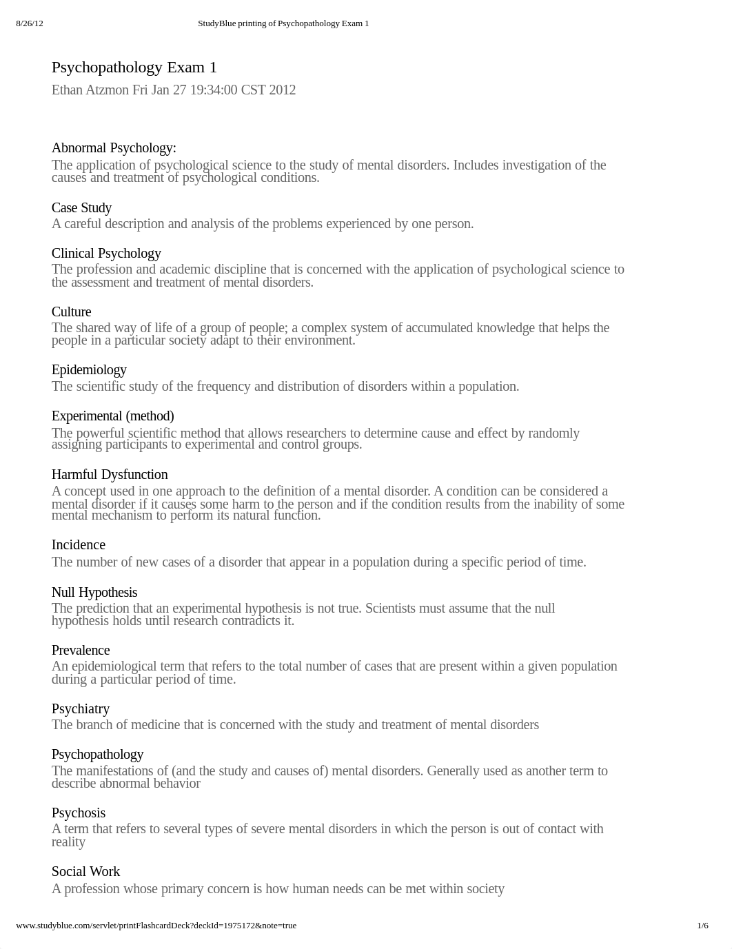 StudyBlue printing of Psychopathology Exam 1_d5zwbc2hn6e_page1