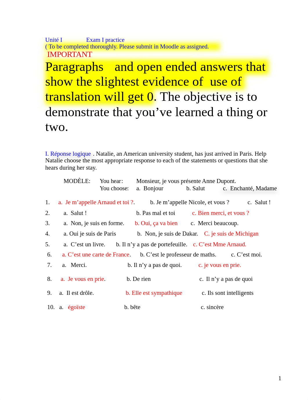 Unité I               Exam I practice_W21 .doc_d60c8jix6yl_page1