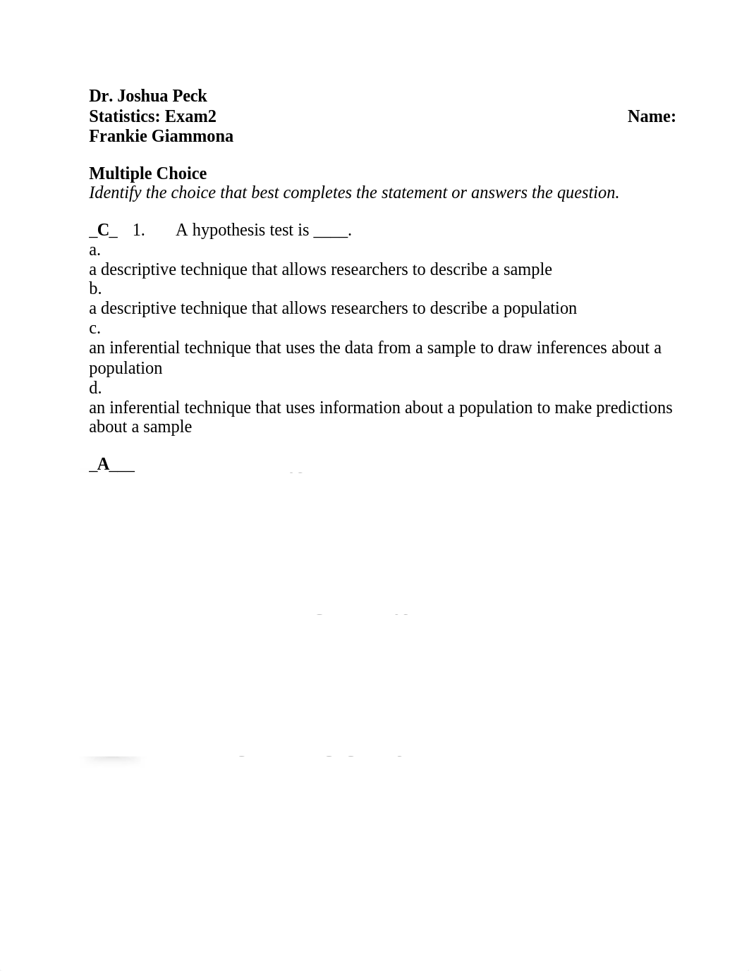 Statistics Exam 2 Frankie Giammona_d60wgysimjl_page1