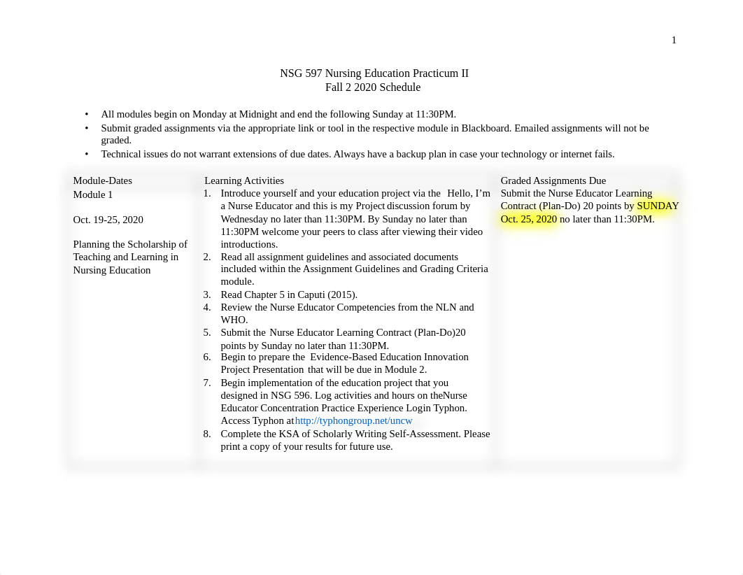 NSG 597 Practicum 2 Fall 2 2020 Schedule .pdf_d61apbnp73c_page1