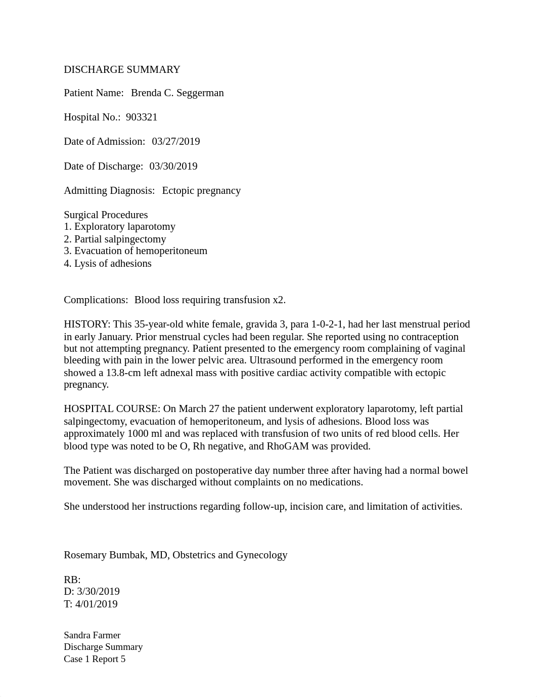 Sandra Farmer_Case1_Report5_Discharge Summary.docx_d62boreszpy_page1