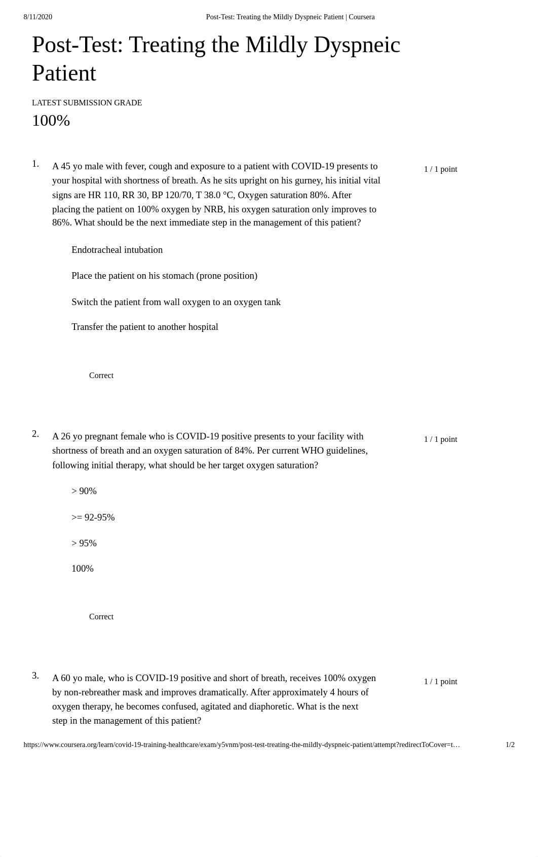 Post-Test_ Treating the Mildly Dyspneic Patient _ Coursera.pdf_d62q8ep3vqp_page1