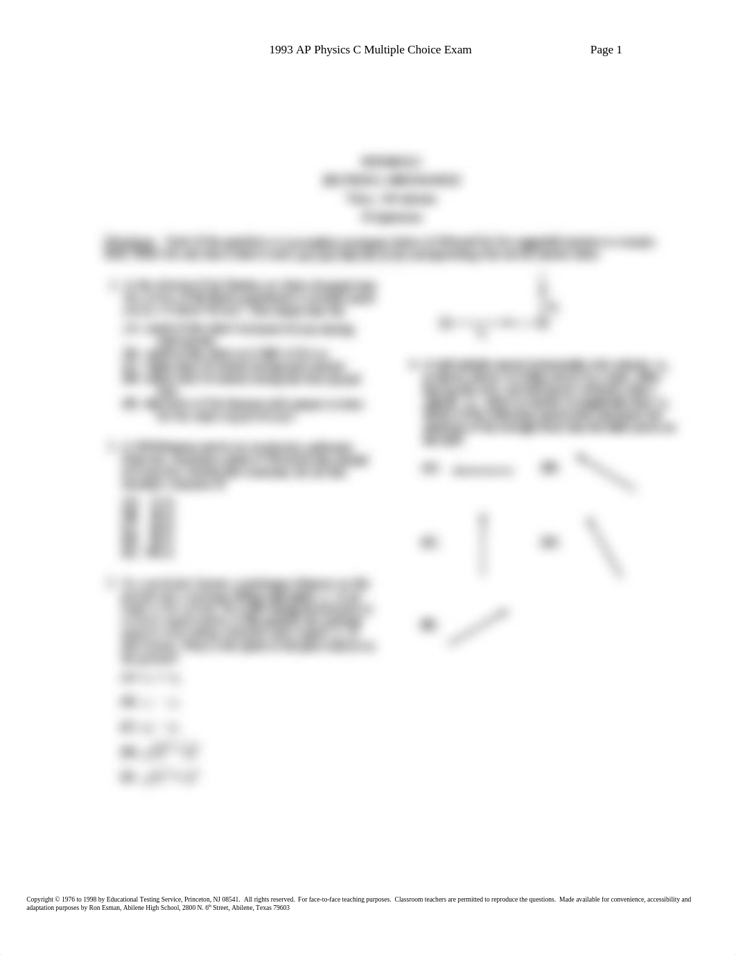 1993 Physics C - Mechanics Multiple-Choicee_d62twlh1whs_page1