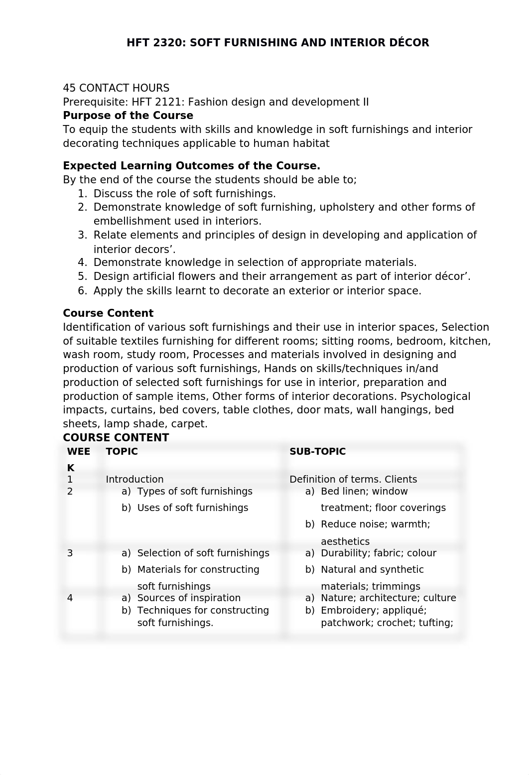 HFT 2320  SOFT FURNISHING AND INTERIOR DÉCOR course outline week 1 and 2 (2).docx_d62wako13w7_page1