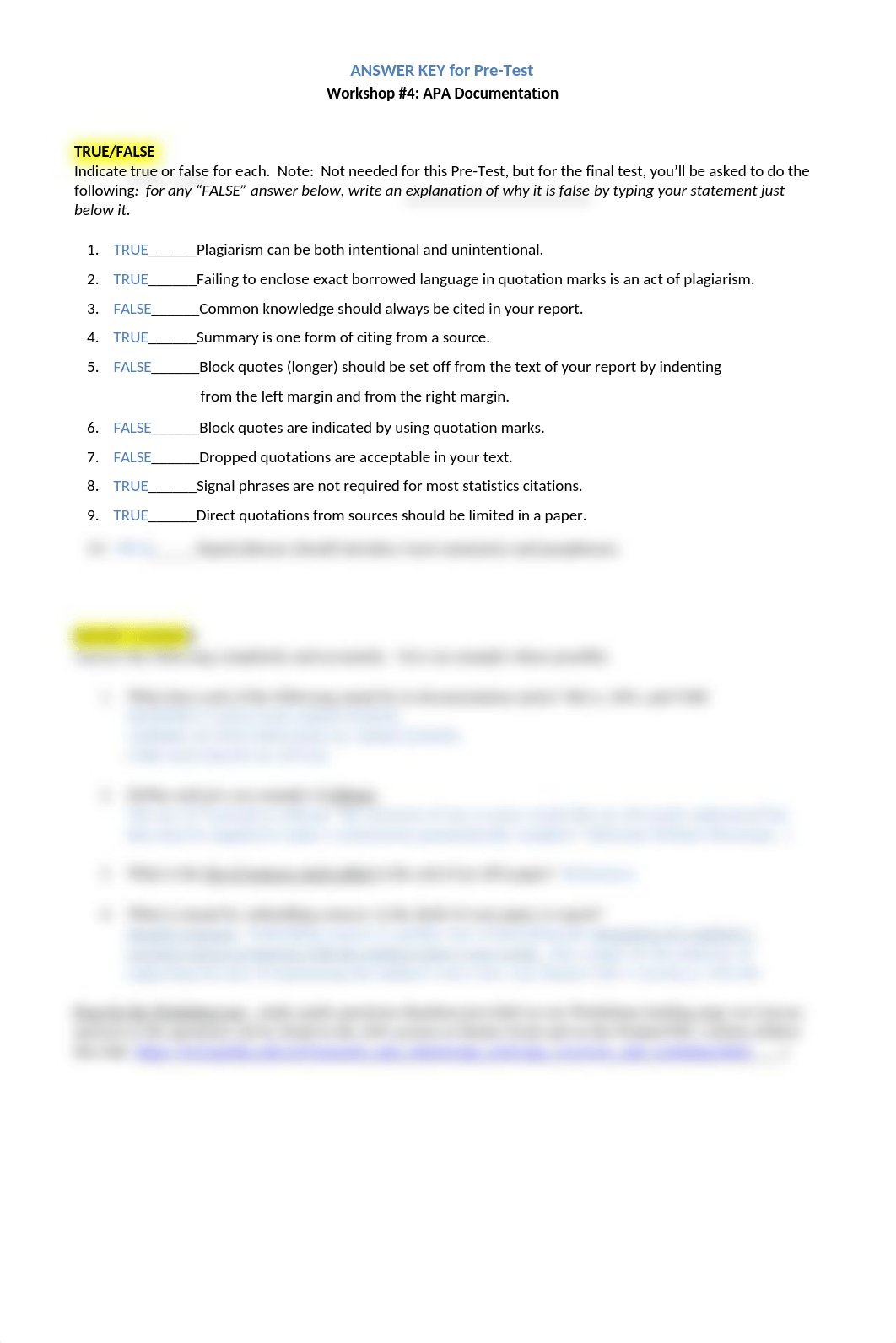 ANSWER KEY FOR Pretest APA Documentation Fa 2021.docx_d63oyrlkdz1_page1