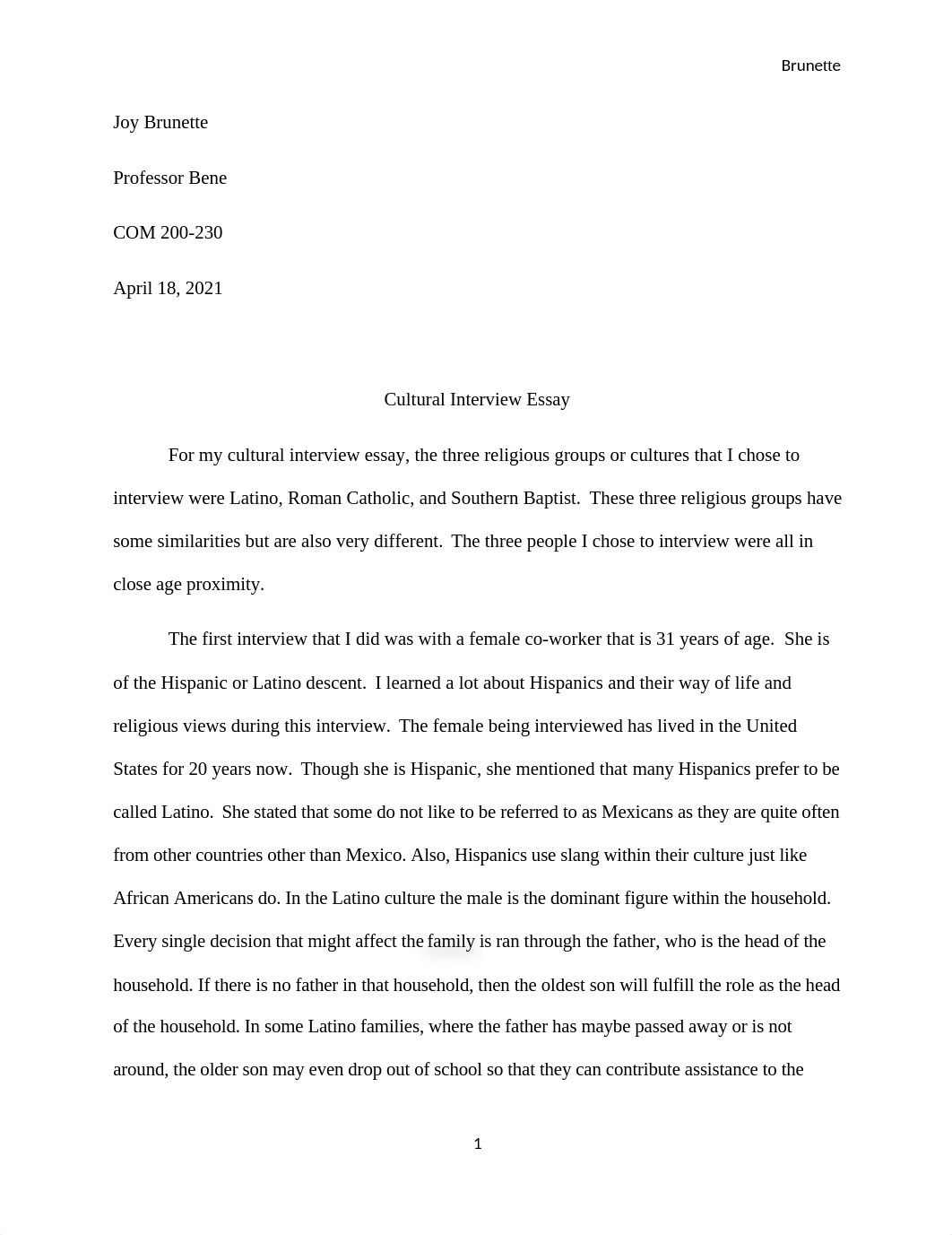 Cultural Interview Essay .docx_d63xv60q2fn_page1