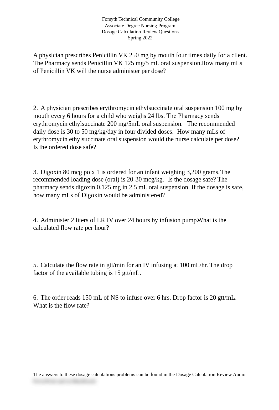 Dosage Calculation Review Questions.docx_d6422tuyg8p_page1