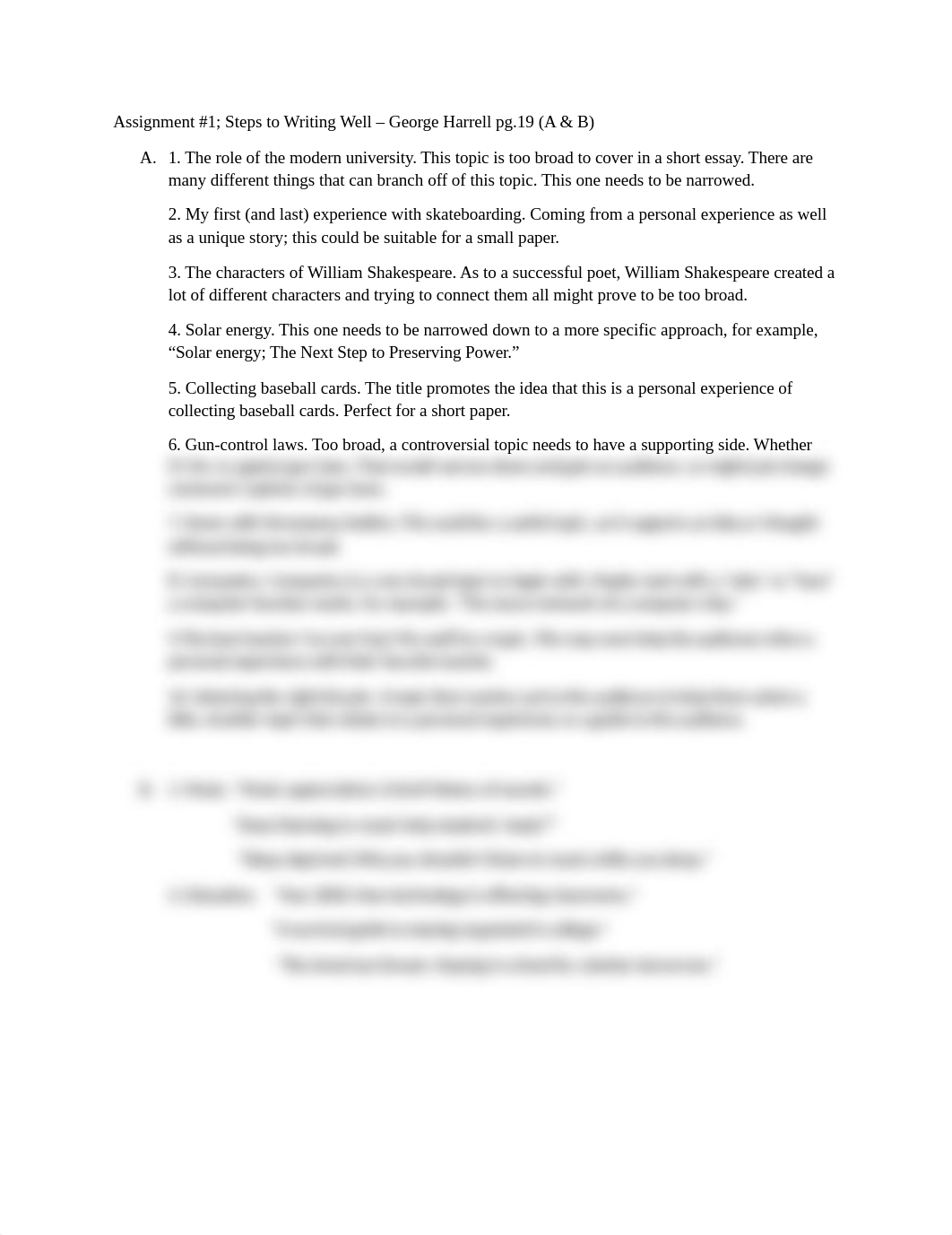 Assignment #1; Steps to Writing Well - George Harrell pg.19 (A&B).docx_d64a2wpkac1_page1