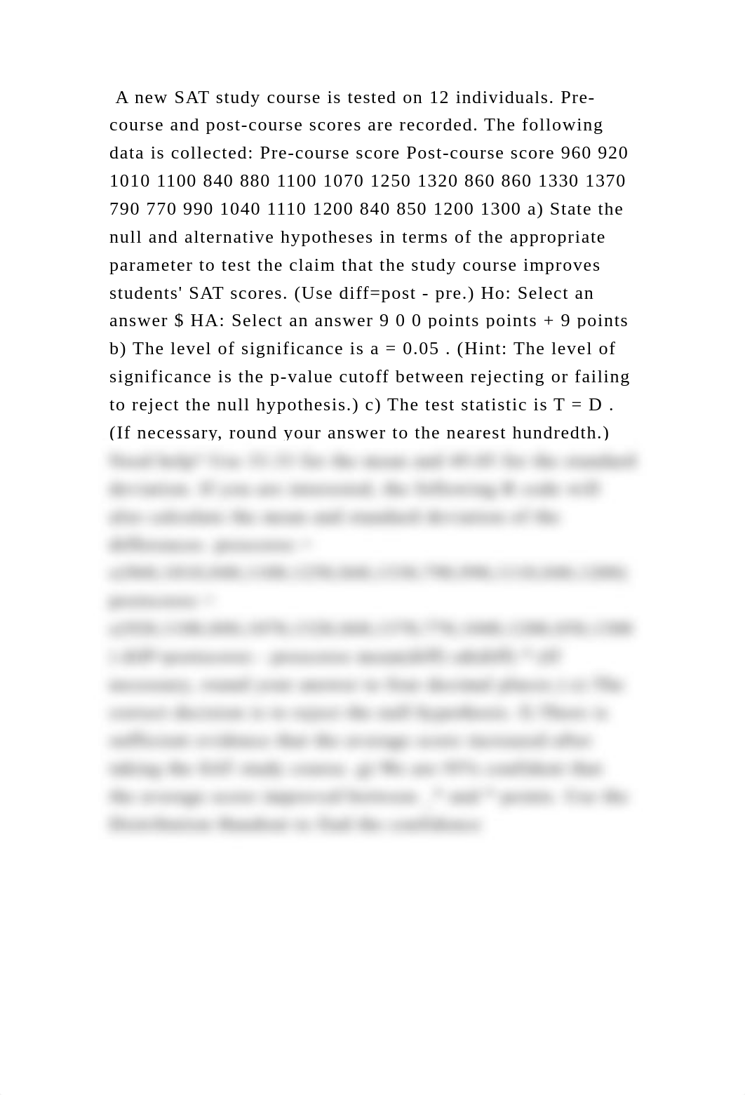 A new SAT study course is tested on 12 individuals. Pre-course and po.docx_d64c6ypvss5_page2