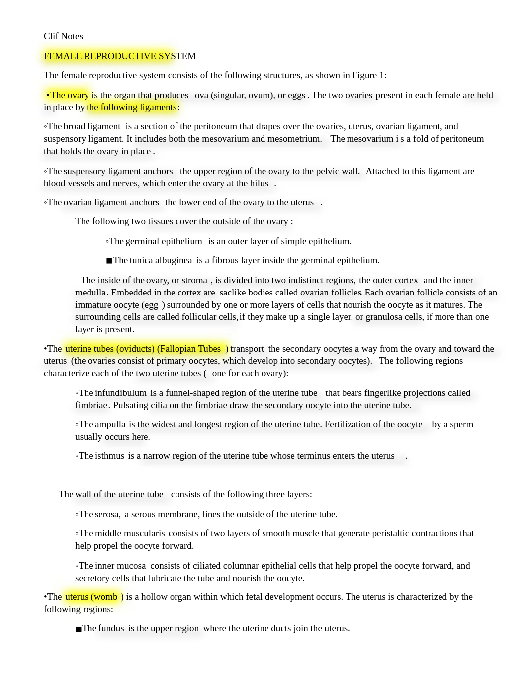 Anatomy Female Reproductive System -Clif Notes.docx_d65fwmsg4y5_page1