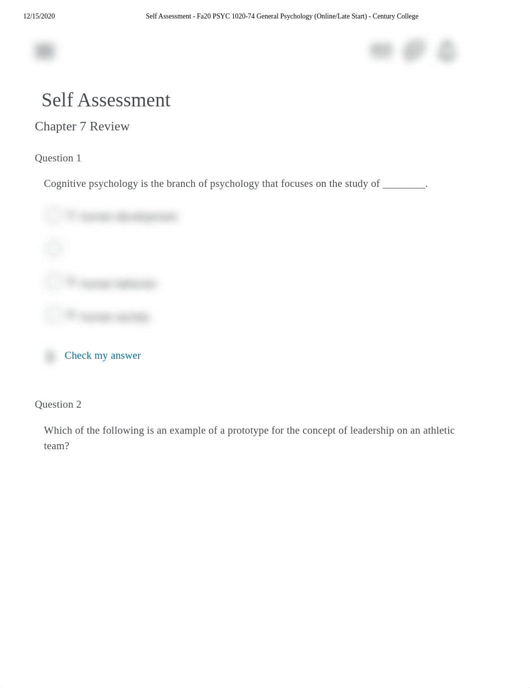 Self Assessment Ch7- Fa20 PSYC 1020-74 General Psychology (Online_Late Start) - Century College.pdf_d65tmng9elu_page1