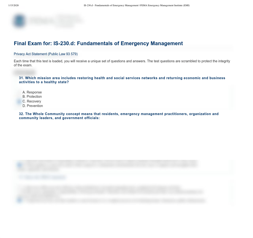 IS-230.d - Fundamentals of Emergency Management _ FEMA Emergency Management Institute (EMI) 4.pdf_d669vnnv4he_page1