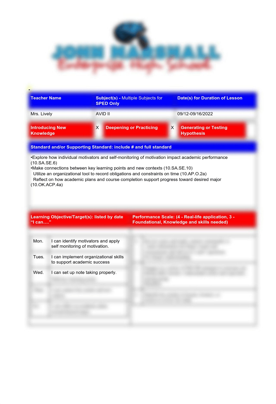 Copy of Copy of Copy of Mrs. Lively Week 6  AVID II (22-23) JMH Marzano Lesson Plan Template.pdf_d66st4y0fno_page1