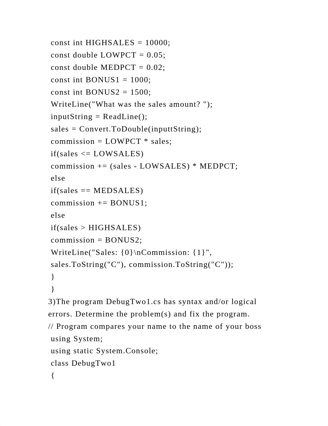 could you help me with these four debugging questions in C#1) .docx_d66wkodhpbm_page4