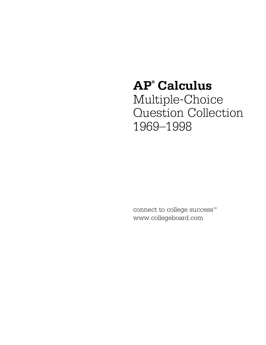 1969, 1973, 1985, 1993, 1997, 1998 AP Multiple Choice Sections, AB and BC, Solutions (620)_d6824lseqyp_page1