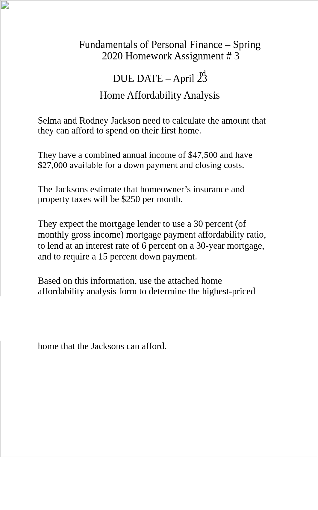 Homework # 3 - Home affordability analysis Spring 2020.docx_d693bw6wv11_page1