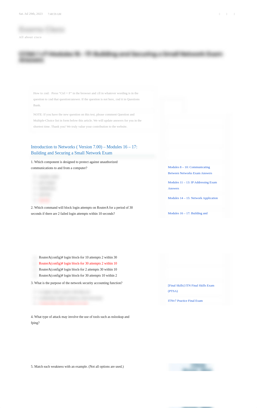 CCNA 1 v7 Modules 16 - 17_ Building and Securing a Small Network Exam Answers - Exams Cisco.pdf_d6a8mleidvz_page1