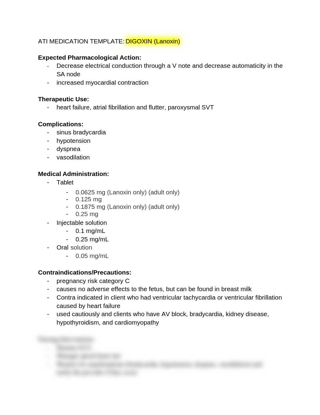 Digoxin: ATI MED TEMPLATE_d6azykj7omc_page1