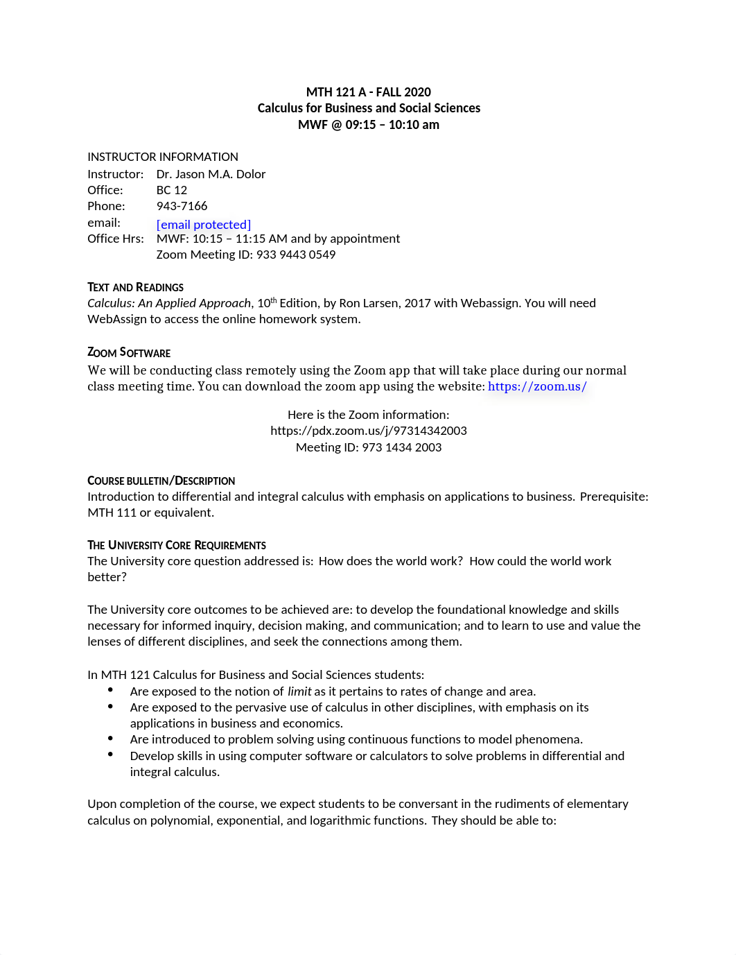 MTH121 Syllabus - Business Calculus (Fall 2020).docx_d6b92vrbgtv_page1