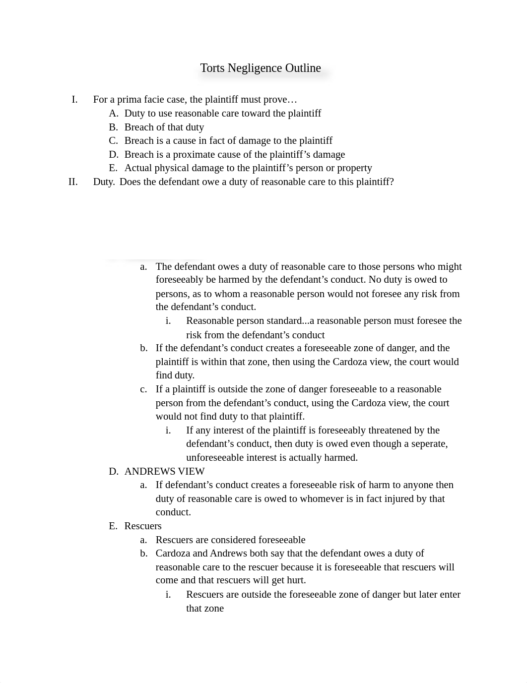 Torts Negligence Outline_d6bcsmfvr6d_page1