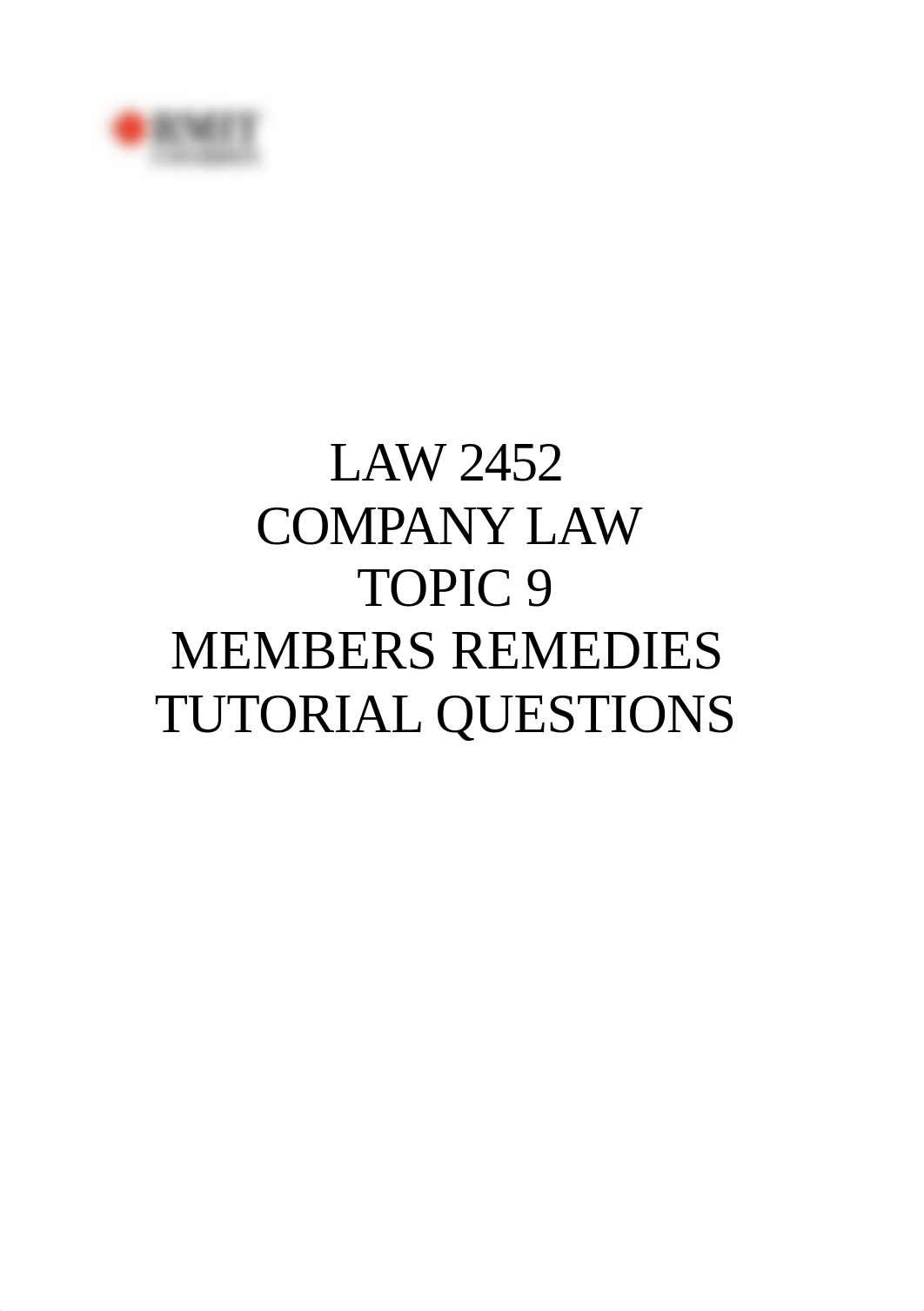 Week 9 - TOPIC 9 MEMBERS REMEDIES TUTORIAL QUESTIONS.doc_d6c7mdlh29k_page1