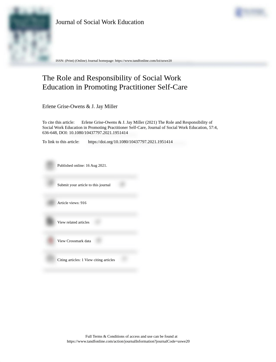 The Role and Responsibility of Social Work Education in Promoting Practitioner Self Care.pdf_d6dtw7mhr07_page1