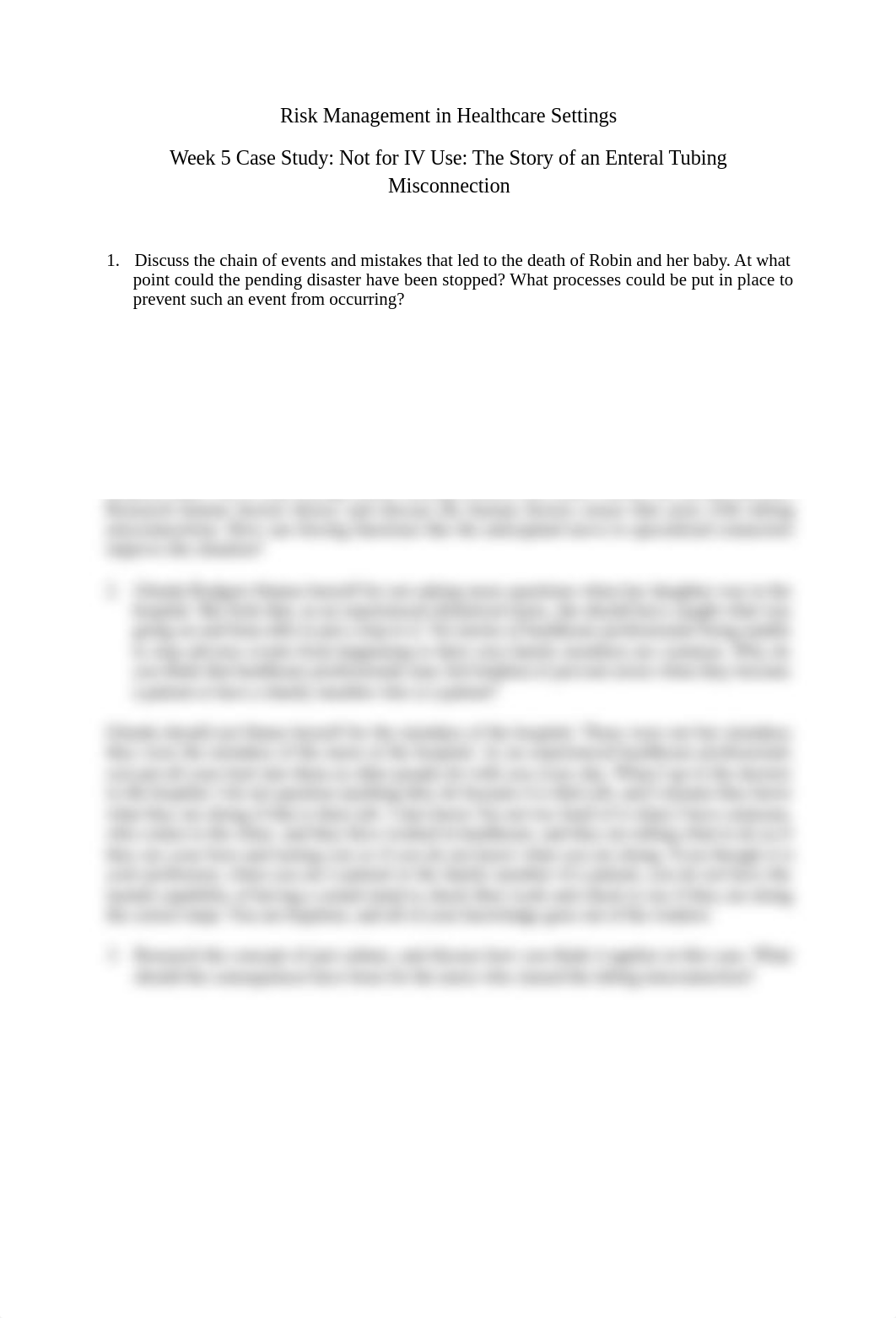 Week 5 Case Study Not for IV Use The Story of an Enteral Tubing Misconnection.doc_d6e9giej7a4_page1