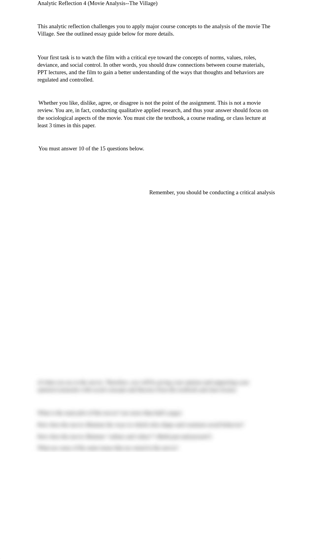 Analytic Reflection 4 Movie Analysis The Village.docx_d6eepo6yorl_page1