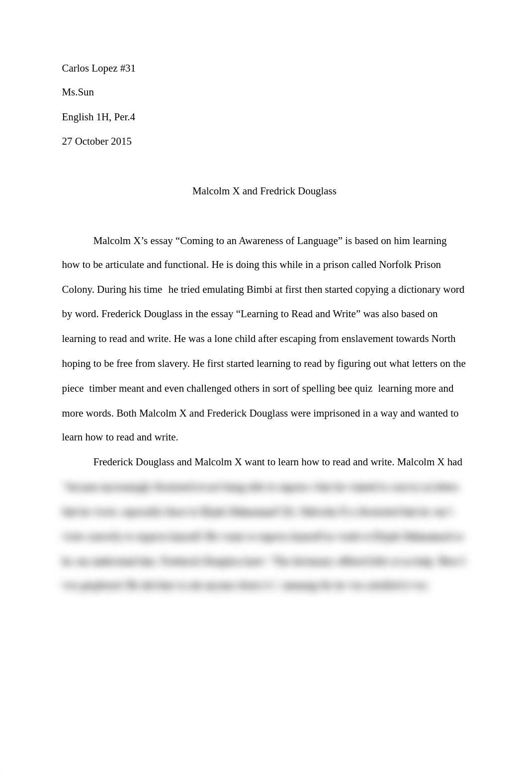 Malcolm X-Frederick Douglass Essay.pdf_d6ehrhv586a_page1