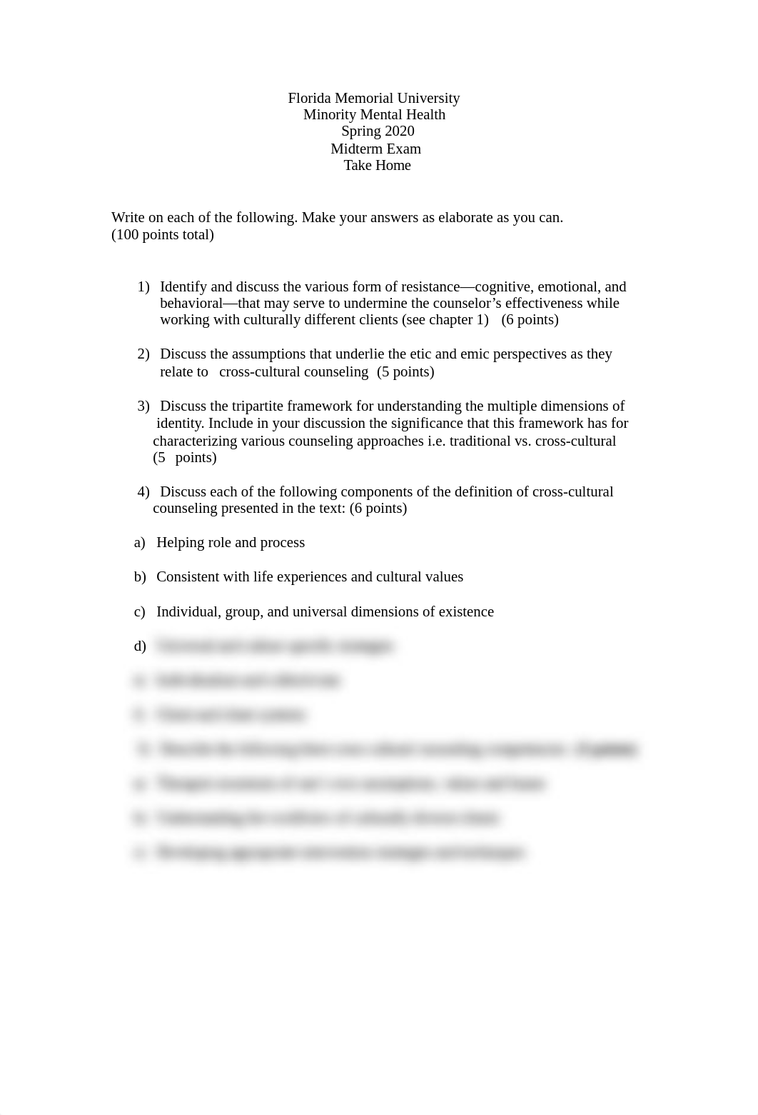 Minority Mental Health midterm short answer Spring 2020.doc_d6f0xb7zzrm_page1