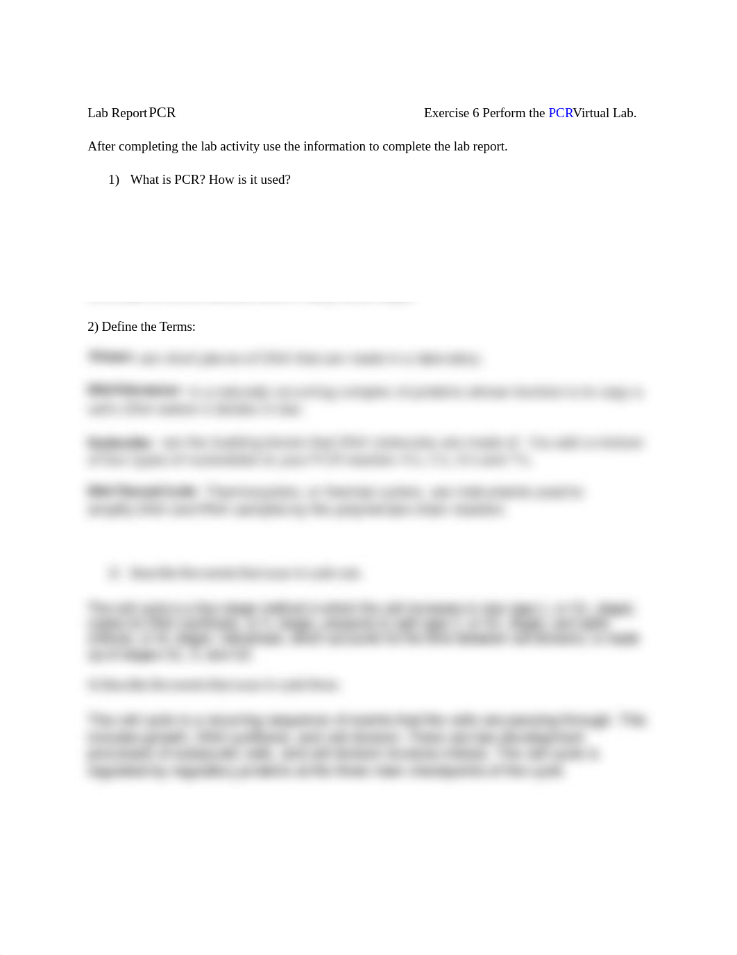 Lab Report PCR                                                                             Exercise_d6feoirqm4p_page1