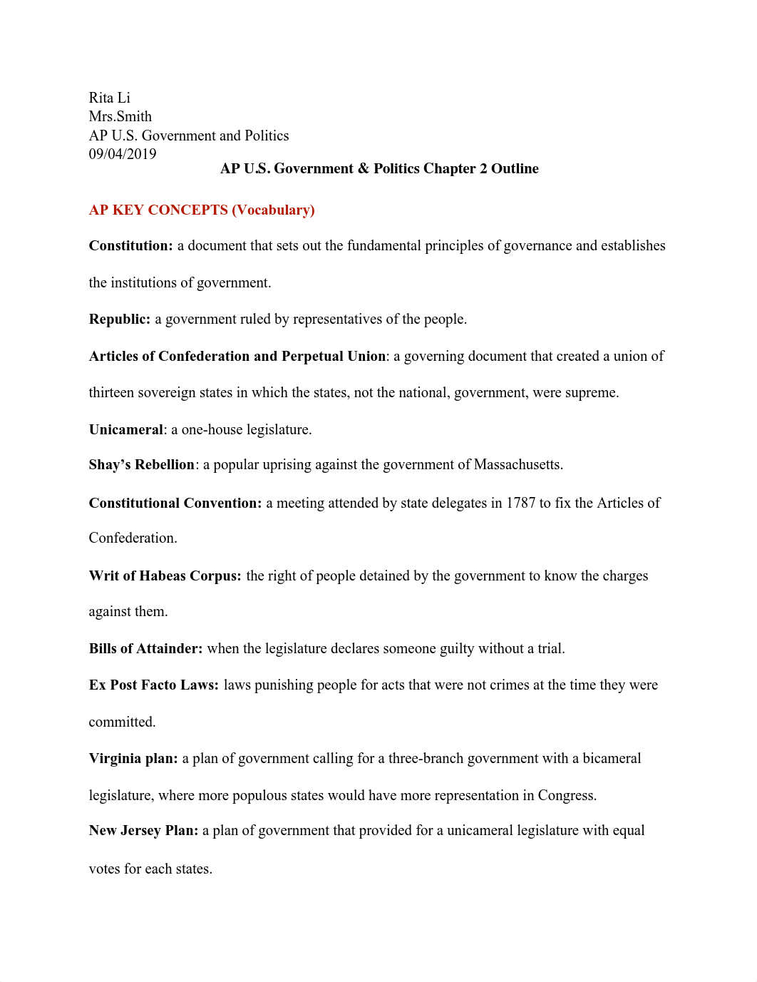 AP U.S. Government & Politics Chapter 2 Outline.pdf_d6fto92x4k3_page1