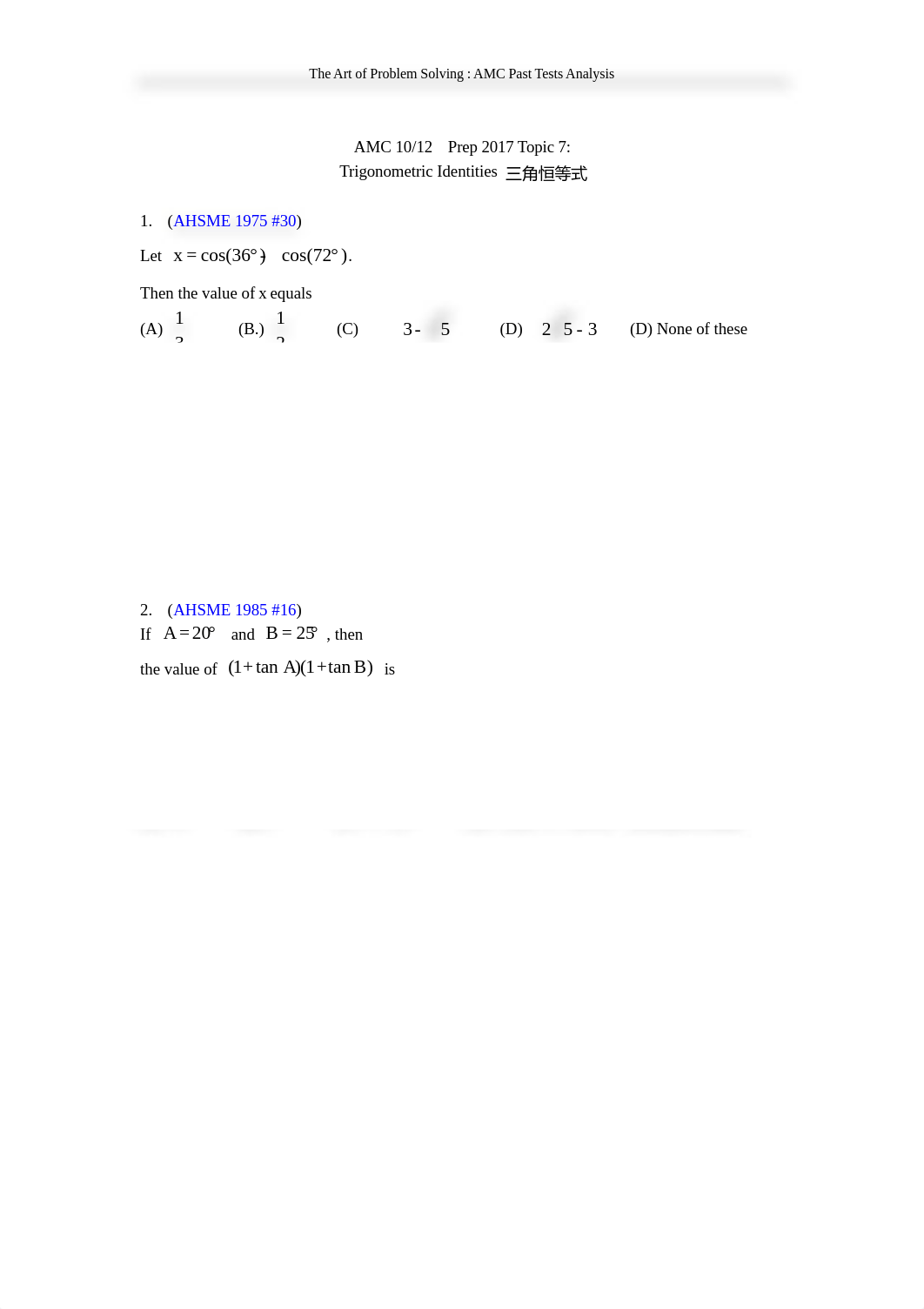 AMC Prep Topics 7 Trigonometric Identities.pdf_d6fvb39nnaq_page1