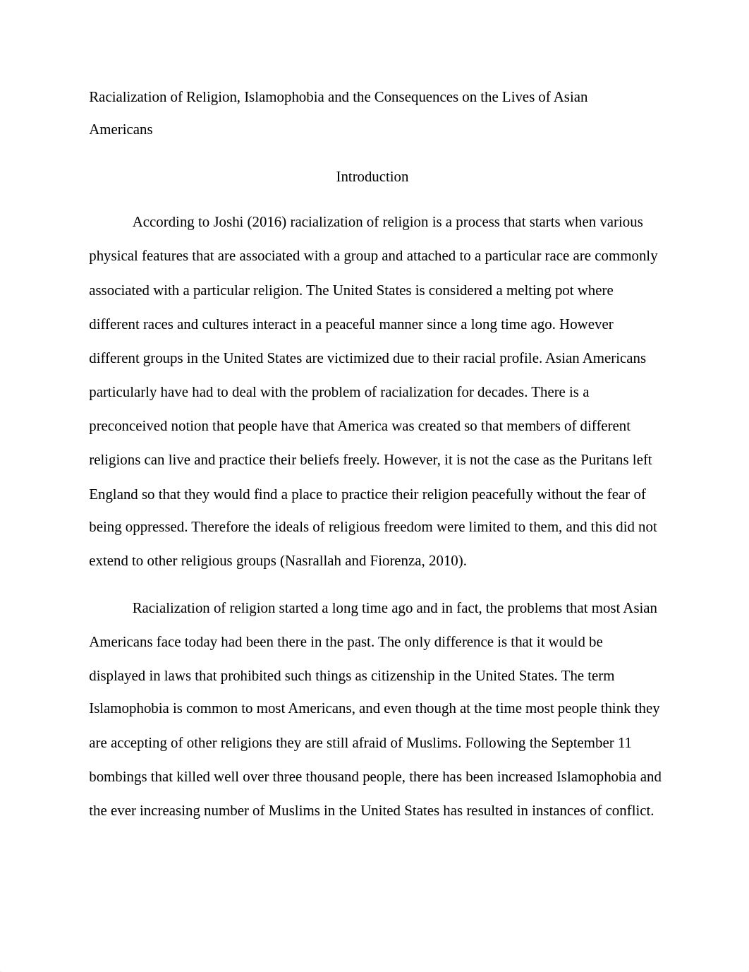 Racialization of Religion, Islamophobia and Consequences on the Lives of Asian Americans.docx_d6fygwgbry5_page1