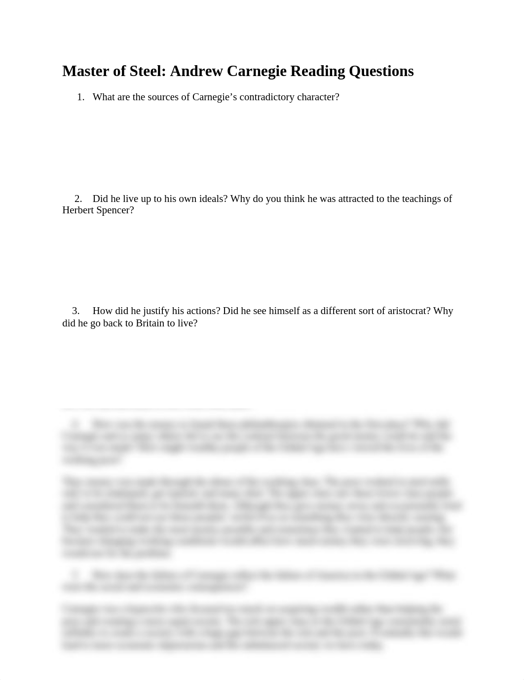 Master of Steel: Andrew Carnegie Reading Questions_d6gpt3o0ihl_page1