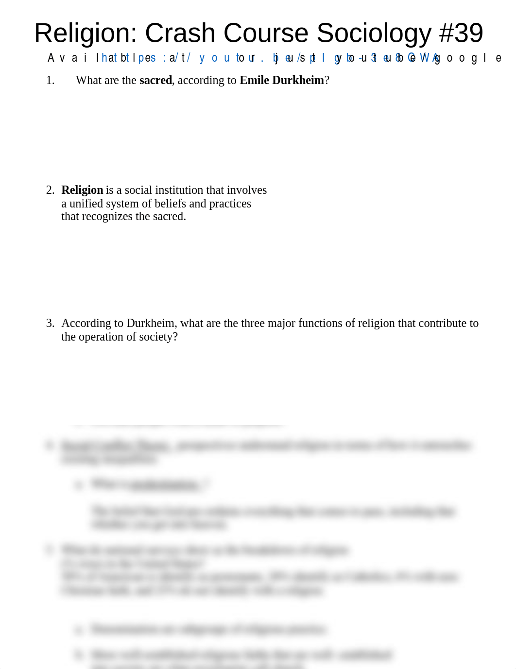 Crash Course Sociology 39 Religion - Student (2).doc_d6gwtr99mbf_page1