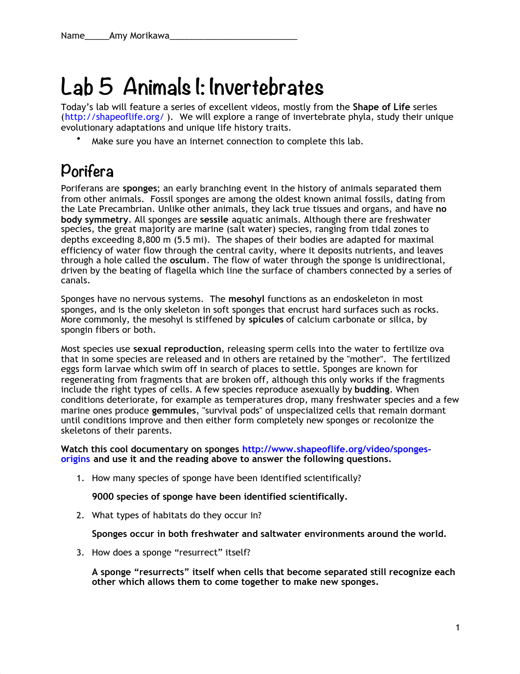 BIO 211 Lab 6 Invertebrates MORIKAWA.pdf_d6gyouk9pej_page1