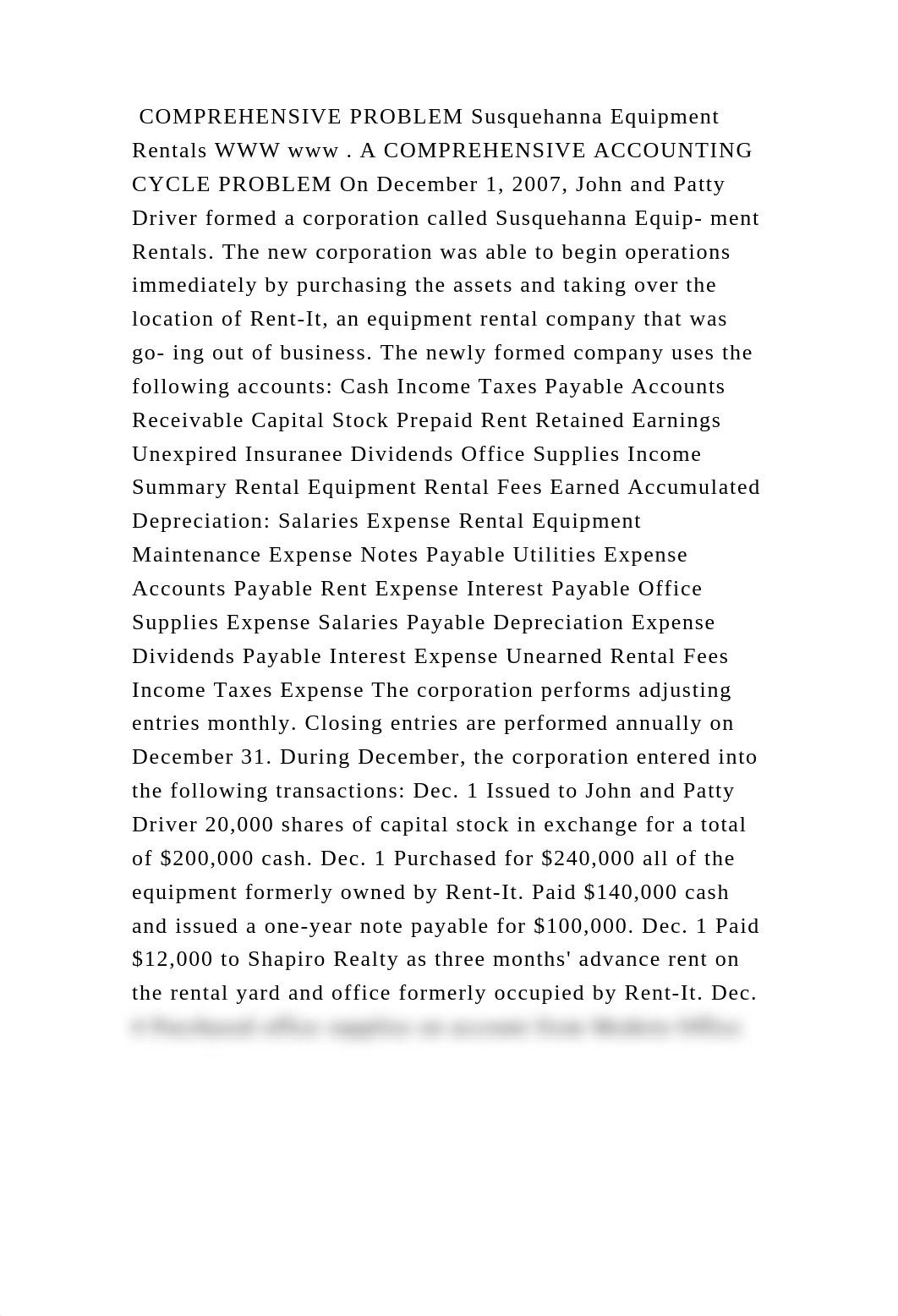 COMPREHENSIVE PROBLEM Susquehanna Equipment Rentals WWW www . A COMPR.docx_d6gznfgbbtp_page2