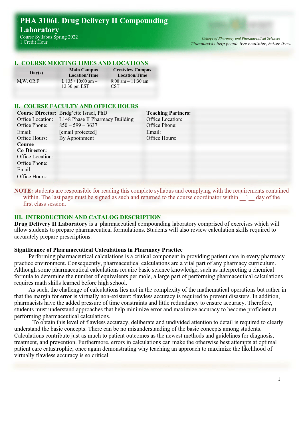 Syllabus Drug Delivery II Compounding Lab Spr 2022.docx_d6hcf3j9035_page1