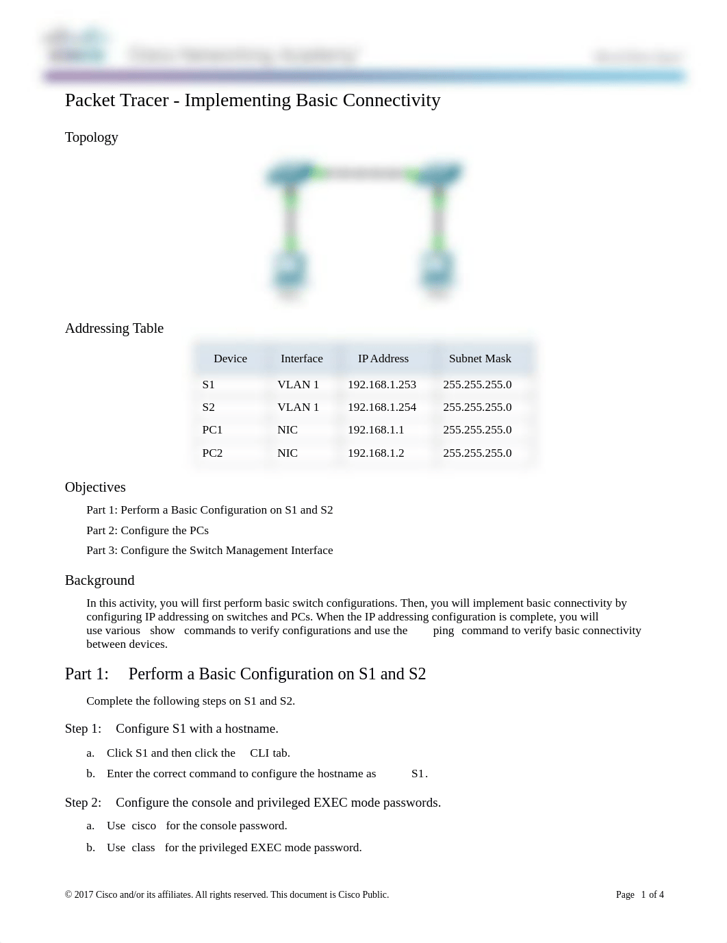 Packet Tracer - Implementing Basic Connectivity (1).docx_d6ifeywezpt_page1