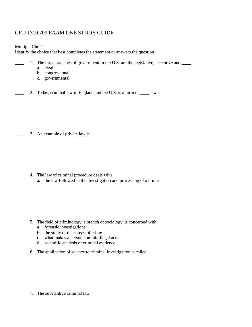 CRIJ 1310.709 EXAM ONE STUDY GUIDE.doc_d6kk3wnwm3b_page1