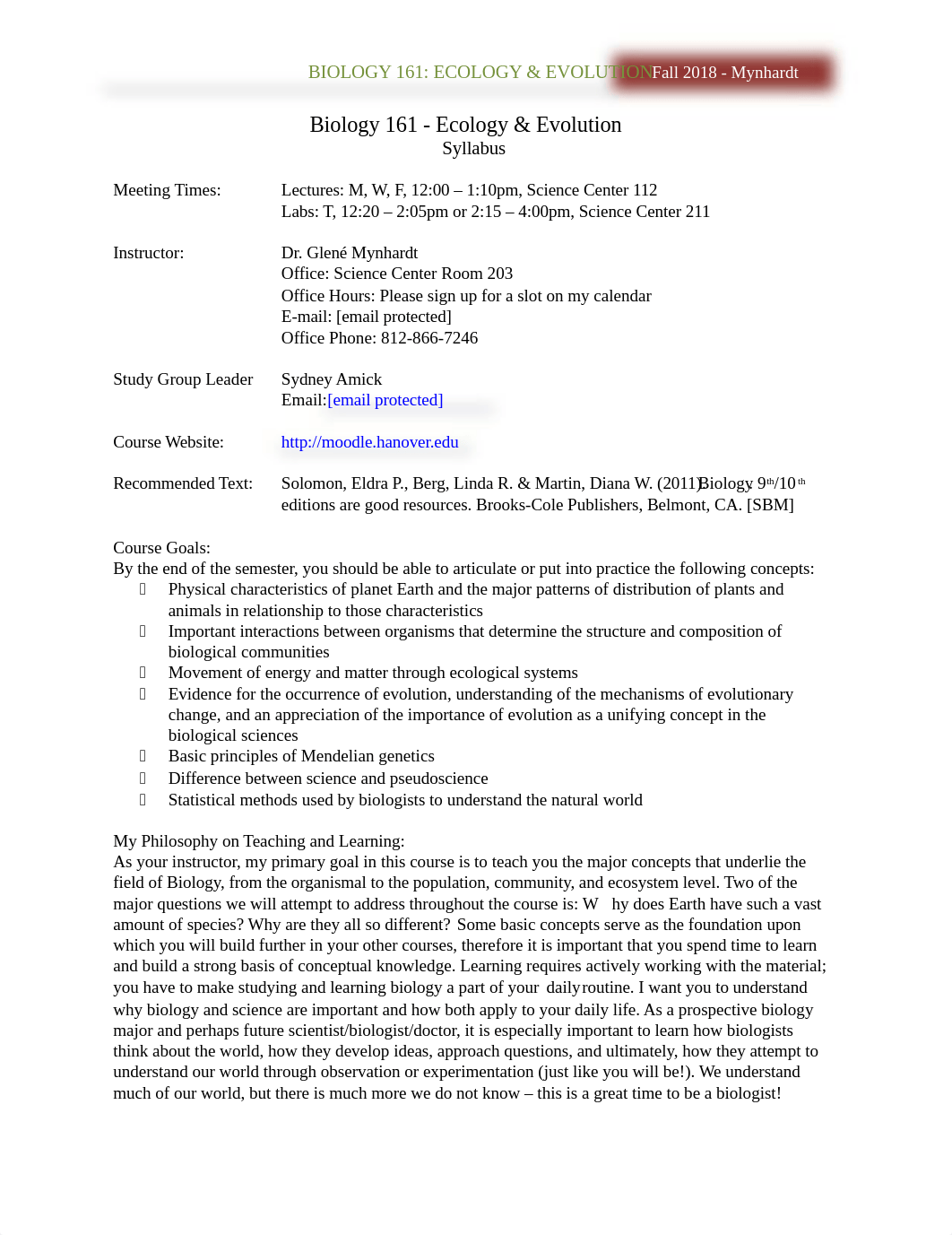 Biology 161 - Syllabus & Course Schedule - Fall 2018.docx_d6knfchjsy7_page1