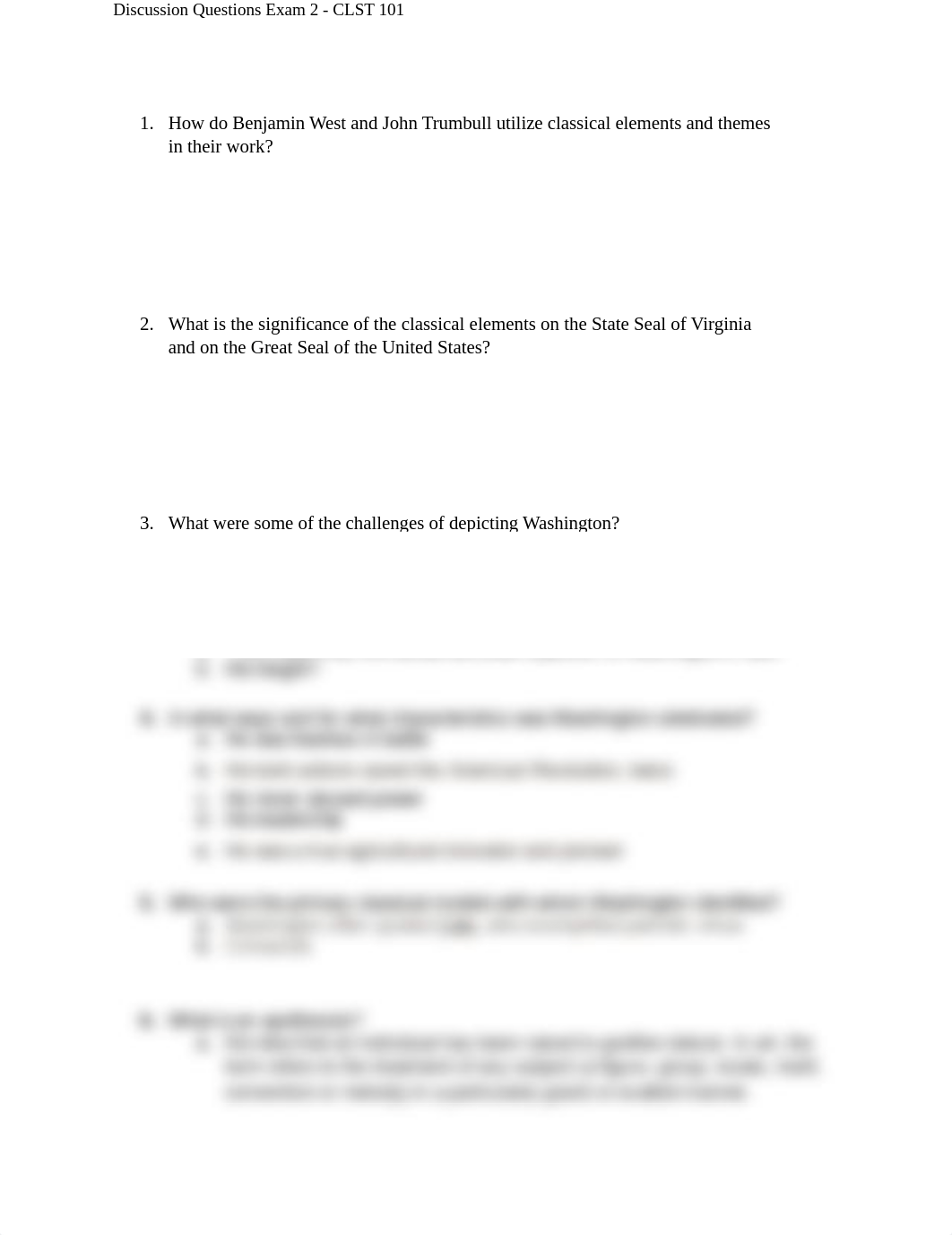 Discussion Questions Exam 2 - CLST 101.docx_d6kqj9w485z_page1