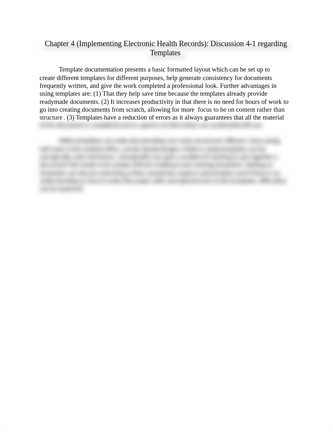 Chapter 4 (Implementing Electronic Health Records)- Discussion 4-1 regarding Templates .docx_d6lervzdjah_page1