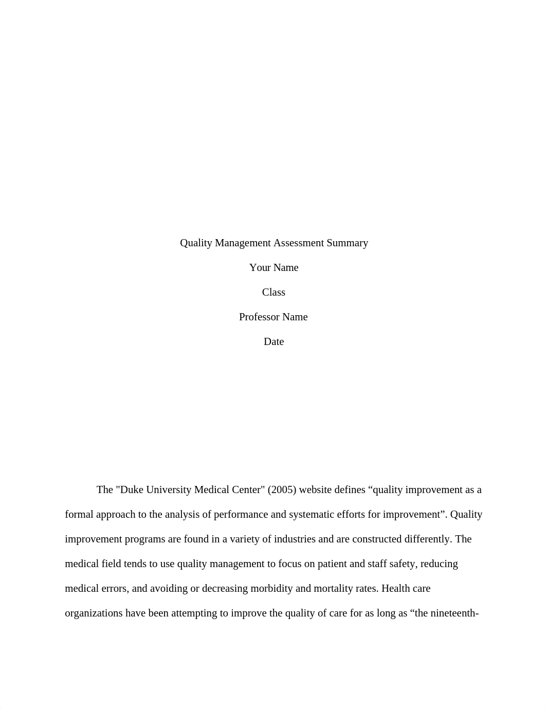 HCS 451 Week 3 Individual Assignment Quality Management Assessment Summary_d6mc10qp5ac_page1