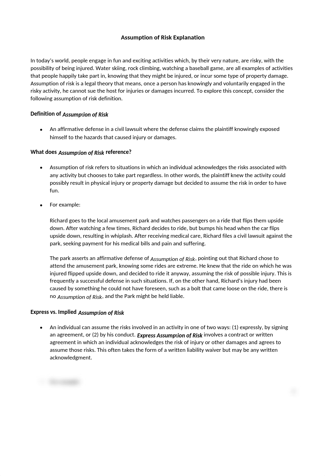 Assumption of Risk Explaination.docx_d6ml0asinii_page1