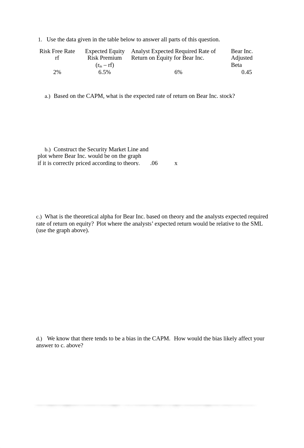 In-Class Exercises SML, CAPM, Factor Model with Answers_d6mnd6wud1r_page1